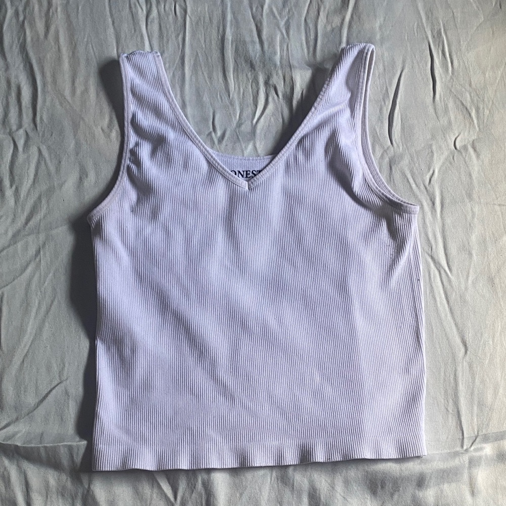 One Step Ahead White Ribbed Tank Top